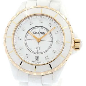 CHANEL J12 H2180 White ceramic 11P diamond PG bezel Quartz Men's Watch_877696 - Picture 1 of 7