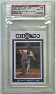 1988 Chicago Cubs David Berg Team Issue #31 Greg Maddux (HOF) PSA 9 MINT,   Rare