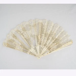 Antique Lace and Celluloid Fan in Box 19th C - Picture 1 of 10