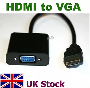 Cavo convertitore adattatore HDMI a VGA SVGA HDMI 2 VGA supporti 1080p - stock UK - Foto 1 di 4