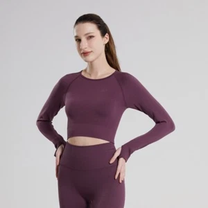Yoga Crop Top Women T Shirts Long TShirts Spring Tops Basic Casual Sports Wear - Picture 1 of 11