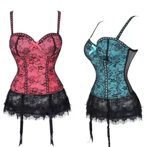 Steampunk Steel Boned Lace up Back Sexy Body Bustier Overbust Corset Waist - Picture 1 of 16