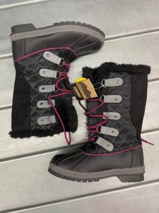 Khombu Jenny Botas Altas Mujer 8M Negro Rosa Impermeable Imitación Piel Botas Acolchadas - Imagen 1 de 9