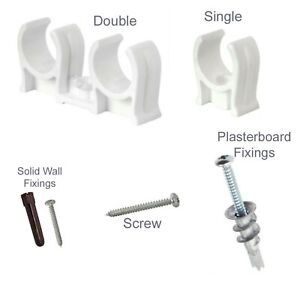 Open White 15mm 5/8" Pipe Double Plumbing Central Heating Pipe Clips Snap-in