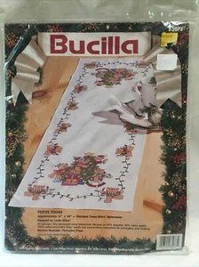 Bucilla 83073 Kit Festive Teddies Christmas Cross Stitch Table Runner Teddy Bear - Picture 1 of 12