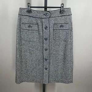 NEW Talbots Skirt Womens 10 black gray silk wool straight woven preppy classic - Picture 1 of 9