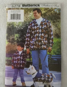 Vintage 90s Butterick Pattern 6278 Mens Boys Jacket Dog Coat Fleece Uncut - Picture 1 of 3