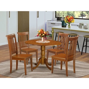 5 PC Kitchen Table Set-breakfast Nook and 4 Wooden Chairs - Picture 1 of 5