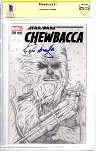Peter Mayhew signiert ""CHEWBACCA"" Star Wars Comicbuch mit Originalskizze BAS CBCS - Bild 1 von 3