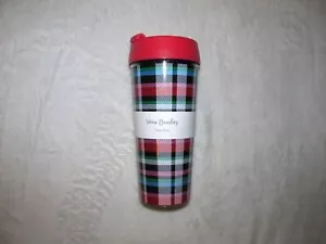 New Vera Bradley Ribbons Plaid Thermal Travel Mug Tumbler with Lid Coffee Drinks - Picture 1 of 5