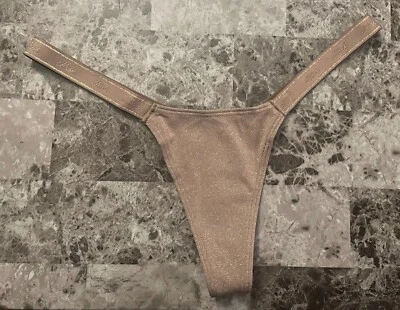 VICTORIA'S SECRET ROSA TOPO BRILLO MICRO PEQUEÑO LOGOTIPO CORREAS LATERALES TANGA BRAGAS Foto 1 de 4