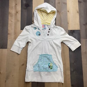 ROXY Y2K Size Junior's MEDIUM Hooded Pullover 3/4 Sleeve Flower Hippie Patchwork - Picture 1 of 5