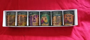 6 vasos de chupito de recuerdo vintage PERÚ - soporte de cuero, juego completo nuevo estado - Imagen 1 de 17