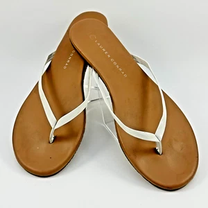 Sandalias para mujer LC Lauren Conrad chanclas correa blanca miel suela bronceada talla 8M - Imagen 1 de 14