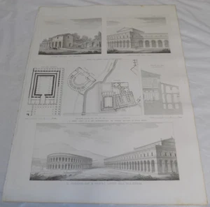 1851 Print 17x22"/ANCIENT ROMAN LATIN THEATER AT ADRIAN VILLA PALACE, TIVOLI - Picture 1 of 1