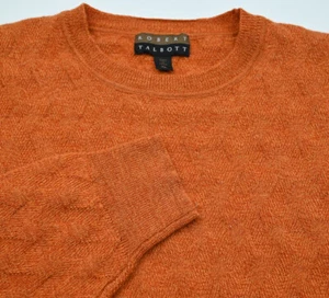 GORGEOUS $325 Robert Talbott Orange Textured Wool Crew Neck Sweater XL - Picture 1 of 5