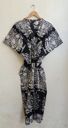 PALM ANGELS Abito da notte maxi abito caftano nero indiano grande palma cotone Stati Uniti