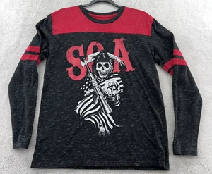 Sons of Anarchy Shirt Men’s Medium Long Sleeve Crew Neck Gray Red Grim Reaper - Picture 1 of 8