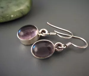 Moderne Vintage Ohrhänger mit Amethysten - 925 Silber Damen Ohrringe Vintage - Bild 1 von 7