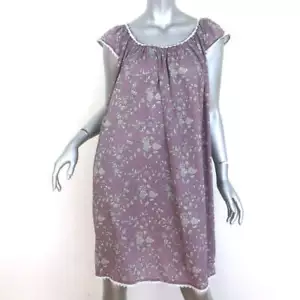 Pour Les Femmes Crochet Lace-Trim Nightgown Purple Floral Print Size Medium - Picture 1 of 6