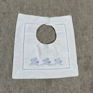Baby Collar White Embroidered With Blue Bunnies - Picture 1 of 8