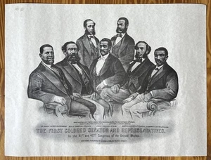 Impresión Currier & Ives Primer Color Senador y Congreso Abolición Historia Negra - Imagen 1 de 7