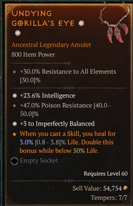 ✴️ DIABLO 4 ✴️😈SEASON 9😈Amulet 800 2 GA INT + Imperfectly Balanced - Bild 1 von 1