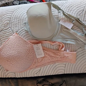 NWT AUDEN LOT OF 2 PINK/MINT GREEN UNDER WIRE MULTI FUNCTION STRAPS SIZE 38DD - Picture 1 of 9