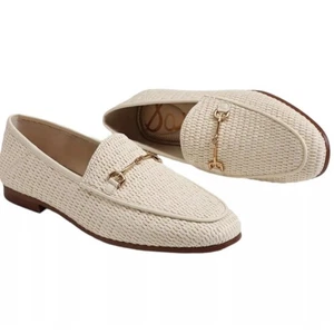 Mocasines Sam Edelman Talla 9.5 Beige Lino Rafia Almendra Puntera Loraine Prima Bit Mujer - Imagen 1 de 12
