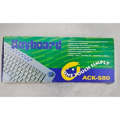 Ack-580 One Touch Simply Wireless Multimedia Keyboard Trackball Retro Tech - Image 1 of 4