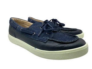 Hotter Drift Leather Denim Womens Navy Boat Deck Shoes Flats Lace Up UK 7 Std - Picture 1 of 20