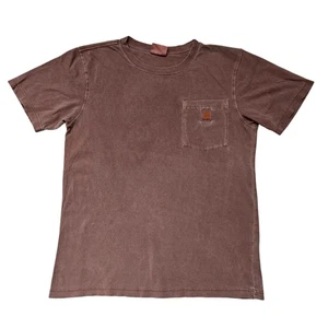 Carhartt Shirt Mens Medium Brown Relaxed Fit Pocket Workwear Distressed Tee - Picture 1 of 24