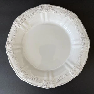 Stoneware Embossed Dinner Plate White Floral Swags 10.5" Made In Portugal - Picture 1 of 5