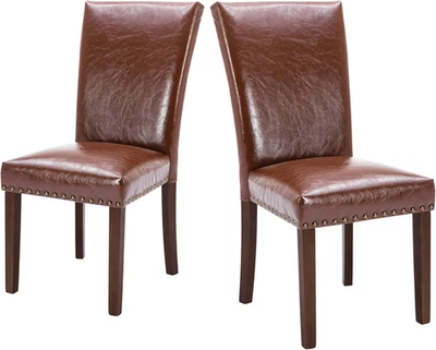 Juego de 2 sillas de comedor tapizadas Parsons, lado de cocina de cuero PU para comedor  Foto 1 de 4