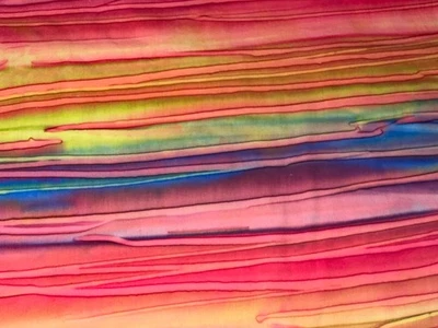 31" X 44" Batik Bright Stripe Red Orange Indigo Blue Cotton Quilt Store Fabric - Image 1 of 4