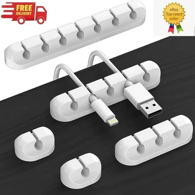 Silicone Cable Cord Wire Organizer Winder Management Clips USB Mouse Headset UK - Image 1 of 4