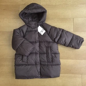New Zara Girls Puffer Coat 6-7 Years 120cm black winter Jacket with tags - Picture 1 of 8