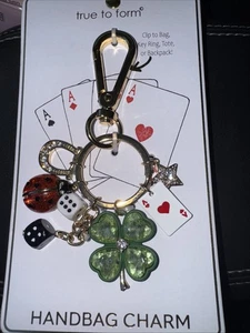 Charm borsa vera a mano donna fortunata dadi coccinella 4 foglie trifoglio asso ferro di cavallo - Foto 1 di 3