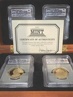 2008-S Presidential Dollar Set of 4 ICG PR70 FDOI US MINT Jackson Adams Monroe  - Image 1 of 4