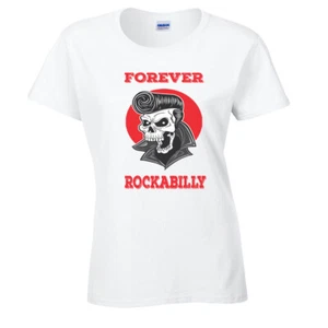 Camiseta Rockabilly Forever para damas Rock & Roll años 50 música engrasadores rockeros chica - Imagen 1 de 1