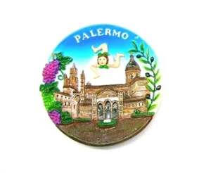 Posta Pro1 - Calamita Magnete Frigo Souvenir Sicilia Piatto Palermo Trinacria - Foto 1 di 1