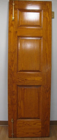 Antique 1940s door solid wood 3 Panel  26"x 84" x 2" with some hardware Cover