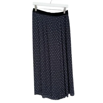 Zara Basic Feminino Perna Larga Bolinhas Puxador Elástico Veludo Cintura Azul Grande - Imagem 1 de 4