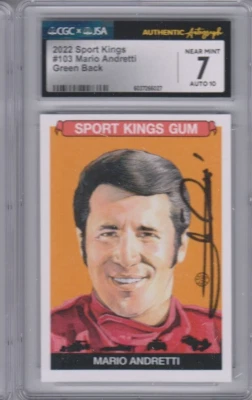 2022 Sportkings MARIO ANDRETTI Formula 1 & Indy 500 SIGNED CGC x JSA 7 AUTO 10 - Image 1 of 2