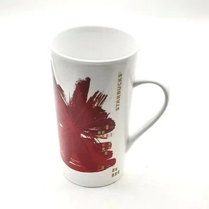 Starbucks Coffee Red Brushstrokes White Gold Ceramic 16 oz. Große Tasse Becher 2014 - Bild 1 von 9