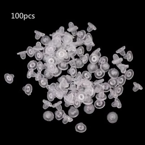 100 Pezzi Cuscini Schienale Orecchini Trasparenti Cuscini Silicone per Orecchini Clip-on - Foto 1 di 8