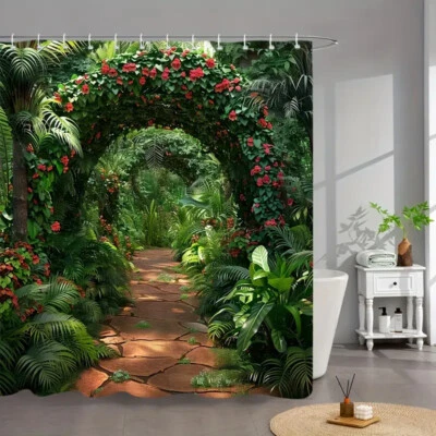 Lush Plant Flower Garden garden Multi Size Fabric Waterproof Shower Curtain