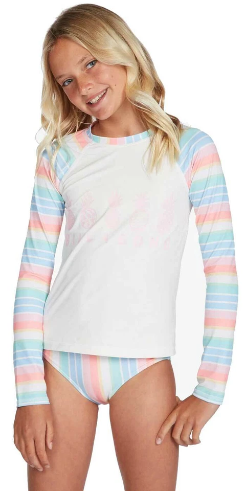 Billabong Girl's Stoked on Stripes LS Rash Guard Set - Multi - New - Image 1 of 1
