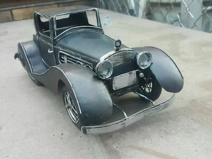 VINTAGE TOY RETRO CAR GANGSTER VEHICLE COUPE HANDMADE TIN METAL LARGE 28CM  - Picture 1 of 12