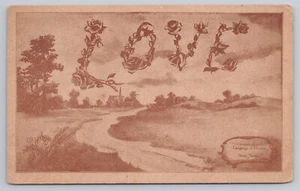 Sprache der Blumen LIEBE Rosen Außenszene Sepia getönt 1909 - Bild 1 von 2